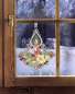 Preview: Fensterbild KERZE MIT HAGEBUTTEN Fensterdeko Weihnachten inkl. Saughaken