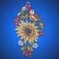 Preview: Fensterbild Sonnenblume mit Spatz aus Plauener Spitze