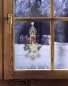Preview: Fensterbild KLEINE ROTE KERZE aus Plauener Spitze inkl. Saughaken Weihnachtsdeko