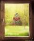 Preview: Spitzenbild mit Blumen-motiv rot am Fenster