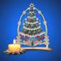 Preview: Teelichthalter Weihnachtsbaum Plauener Spitze - Holz Weihnachtsdeko Kerzenhalter