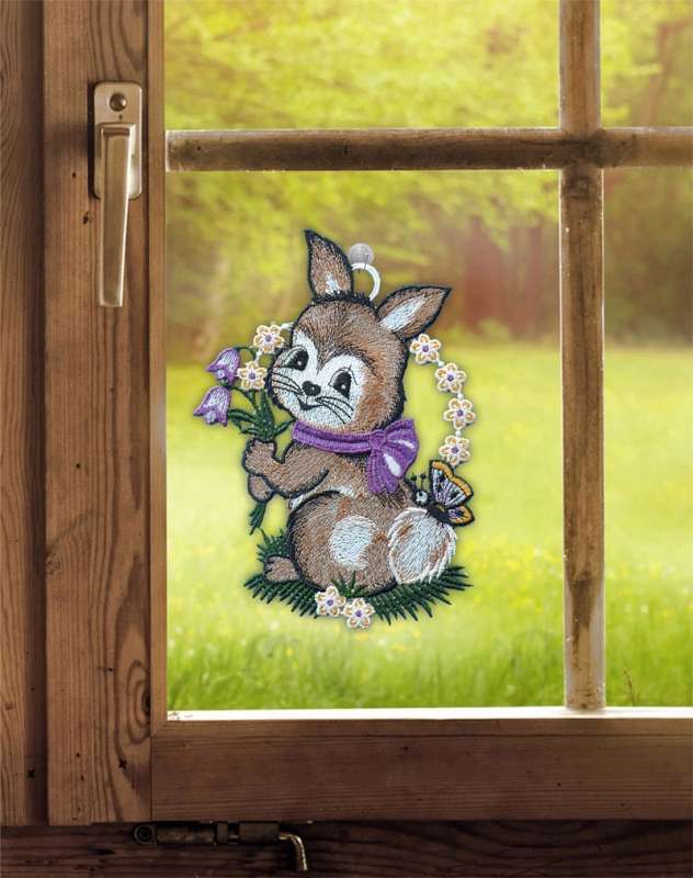 Fensterdeko für Ostern Häschen mit Glockenblume