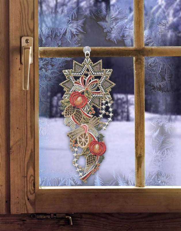 Weihnachtsfensterbild ZIMTAPFEL inkl Saughaken Advents-Weihnachtsdeko