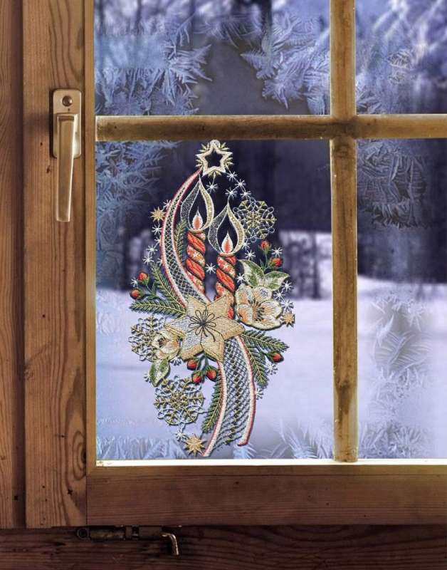 Weihnachtsfensterbild KERZEN MIT CHRISTSTERN inkl. Saughaken Weihnachtsdeko