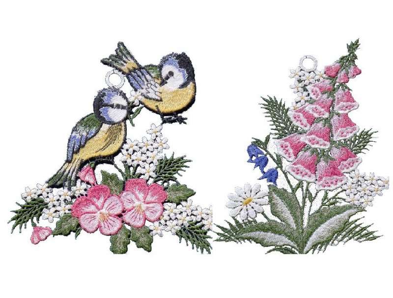 Dekoidee Vögelchen mit Sommer-Blumen