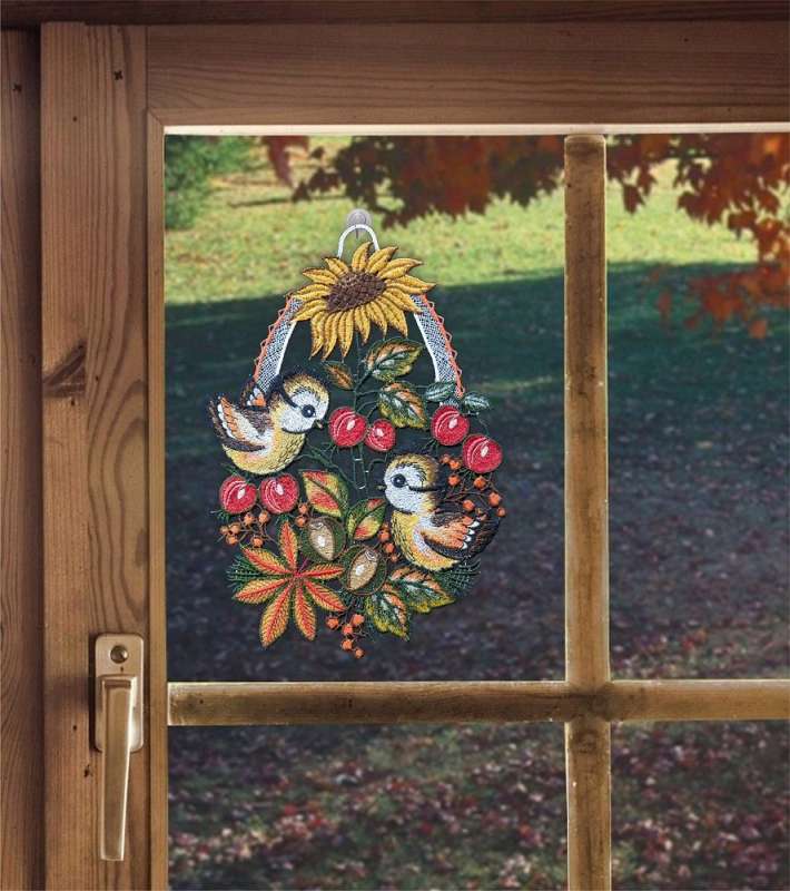 Fensterbild Herbststimmung aus Plauener Spitze