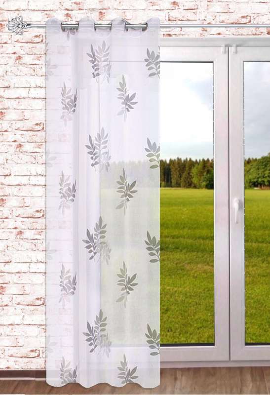 Gardine Vorhang transparent Ösen-Schal weiß quergestreift 140x245cm 470116 