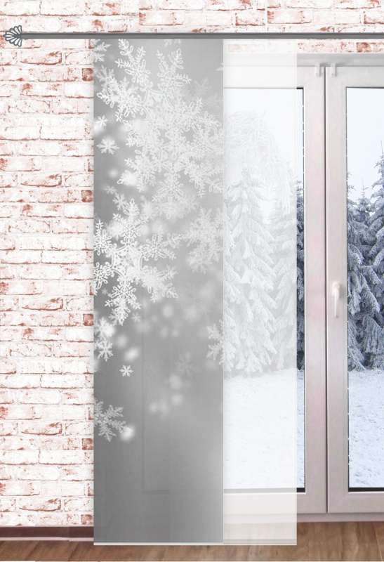 Schiebegardine EISKRISTALL 60x245cm Digitaldruck Wintergardine Raumteiler Schaufensterdeko Winter
