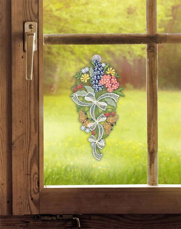 Spitzenbild Sommerblumen am Fenster