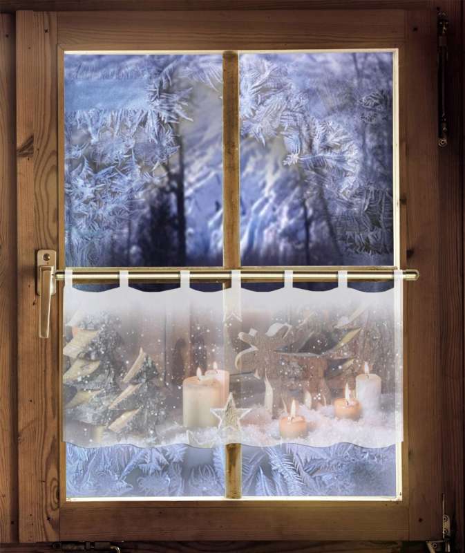 Scheibengardine Weihnachtszeit am Fenster