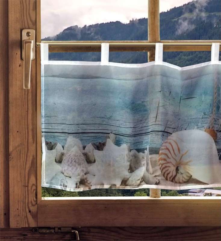 Scheibengardine Ozean am Fenster