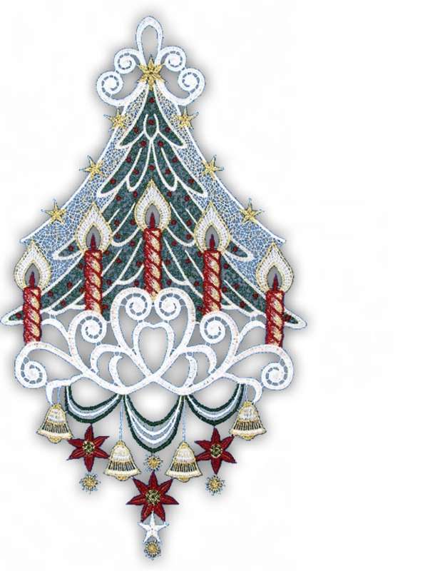Weihnachtsfensterbild TANNENGLANZ Plauener Spitze inkl. Saughaken Weihnachtdeko