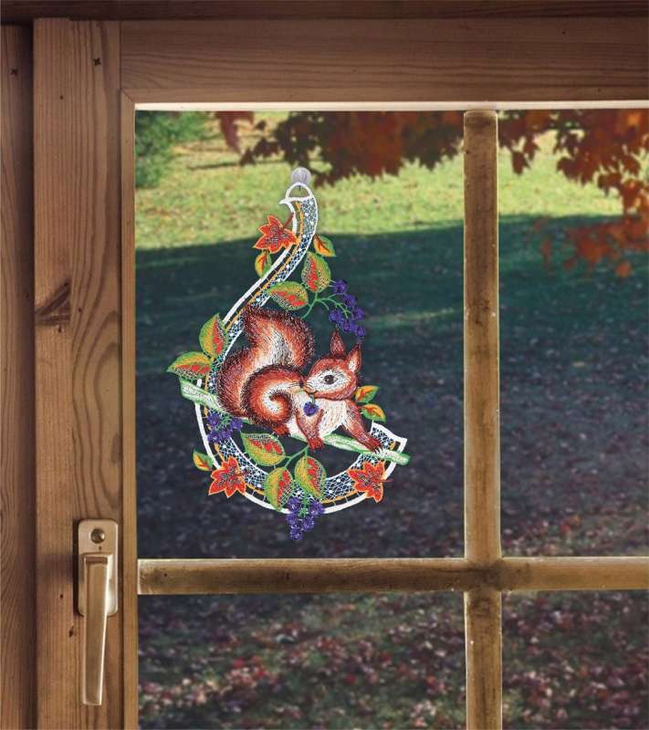 Herbstfensterbild Eichhörnchen