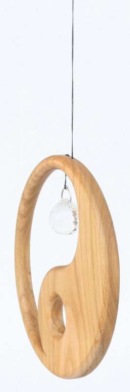 Holzhänger Yin Yang mit Kristall Mobile Harmonieobjekt Mobile
