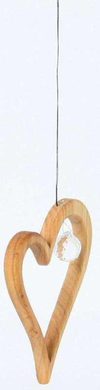 Fensterbild Holzhänger Herz mit Kristall Mobile Harmonie-Objekt