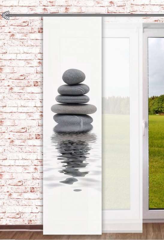 Flächengardine Stones kombiniert mit transparenter Fläche
