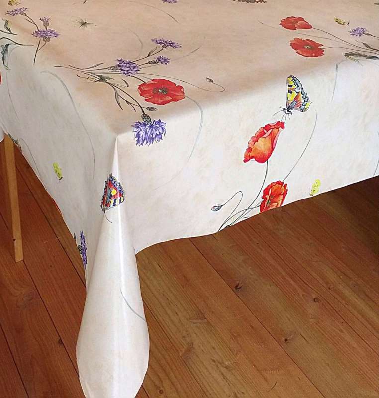 abwischbarer Tischbelag Outdoortischdecke mit Mohnblumen