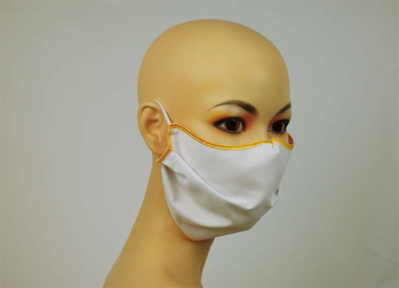 Maske Mundschutz weiß-gelb