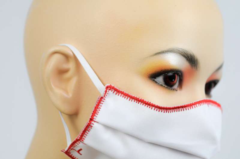 Mund-Nasen-Maske aus Stoff Größe L weiß-farbig mit Gummizug (waschbar bis 60 Grad, wiederverwendbar)