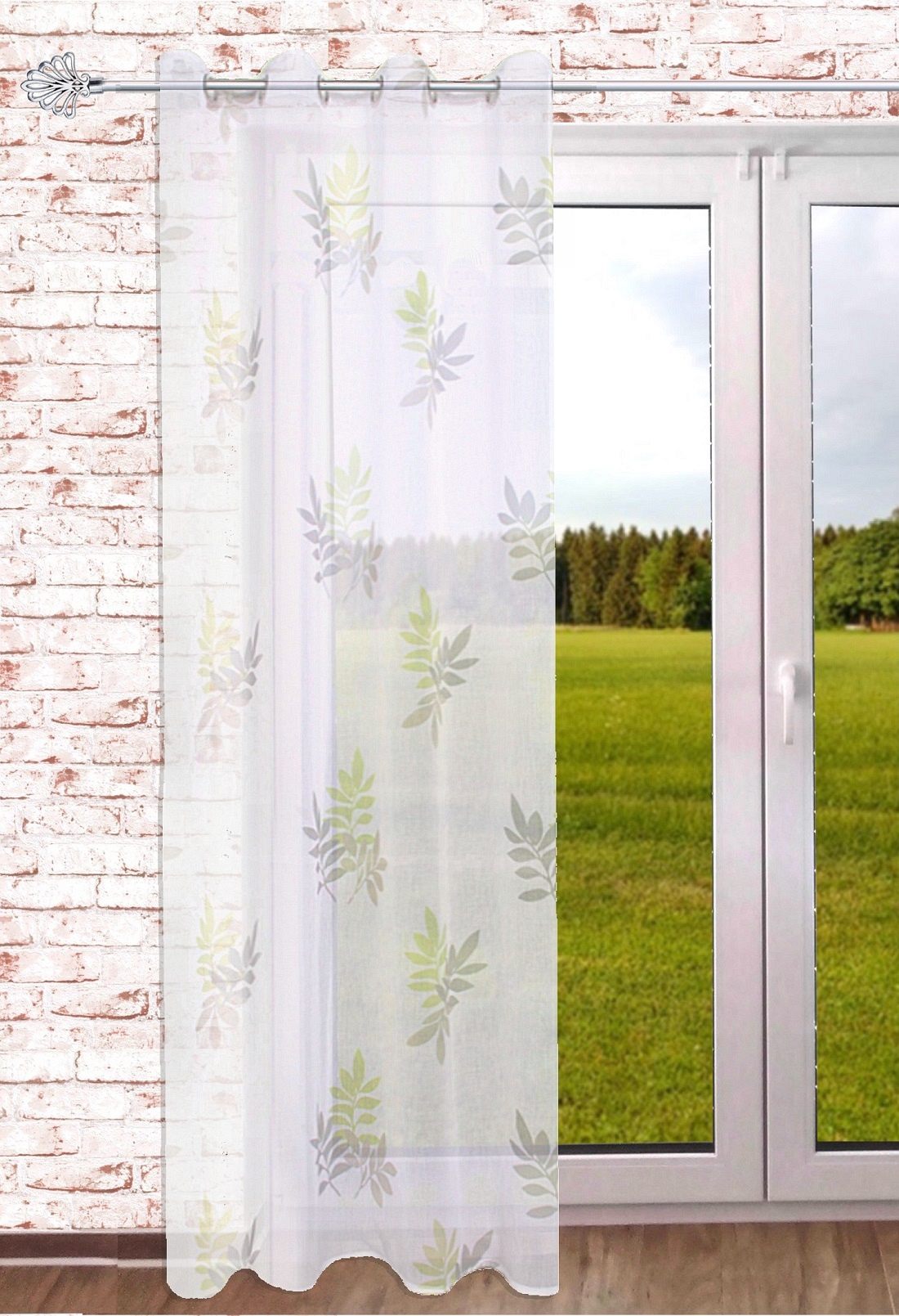 HxB Topfinel Voile Vorhänge mit Ösen Halbtransparent Gardine Leinenstruktur Garn Muster Fensterschal für Zimmer Mintgrün Büro 2er Set 160x140