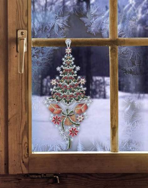 Weihnachtsfensterbild geschmückter Baum