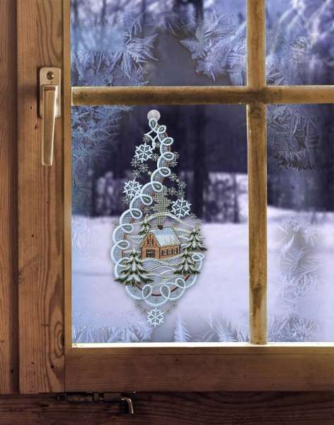 Fensterbild Hüttenzauber für die Weihnachts-und Winterzeit
