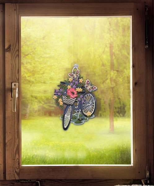 Fensterdeko Blumen-Fahrrad Dekobeispiel