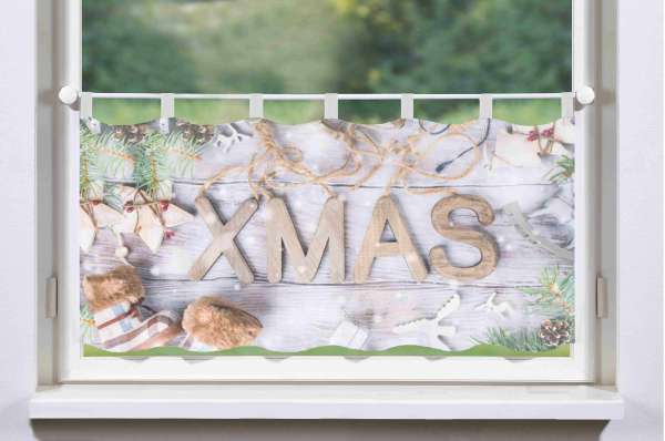 Scheibengardine MERRY-XMAS  weihnachtliche Landhausdeko 45 x 120 cm