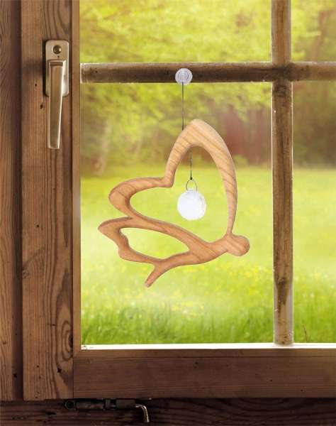 Fensterbild Holzhänger Schmetterling mit Kristall Harmonie-Objekt Mobile