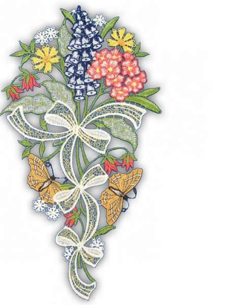 Fensterbild Sommerblumen und Schmetterlinge Detailbild