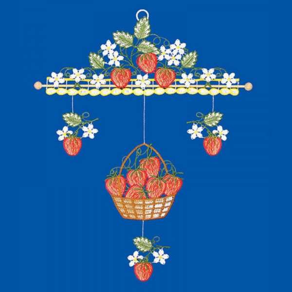 Windspiel mit Frucht-Motiv aus Plauener Stickerei
