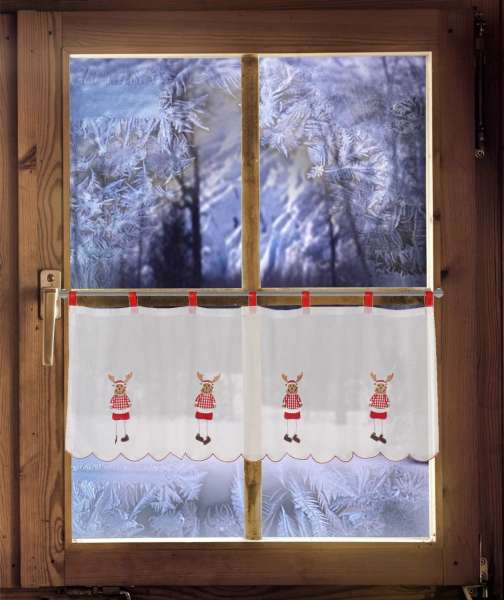 Scheibengardine Elch weihnachtliche Kinderzimmerdeko 45 x 120 cm