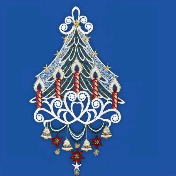 Weihnachtsfensterbild TANNENGLANZ Plauener Spitze inkl. Saughaken Weihnachtdeko