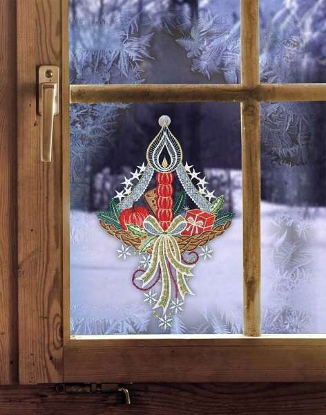 Fensterbild WEIHNACHTSKORB Fensterdeko Weihnachten inkl. Saughaken