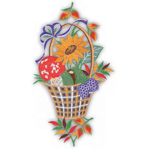 FEnsterdeko Herbst-Körbchen mit Blume und Pilz