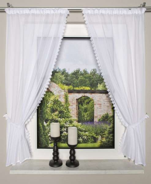 Vorhang-Set Landhaus mit Spitzenbordüre