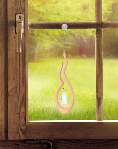 Fensterbild Holzhänger Shakti mit Kristall Mobile Windspiel