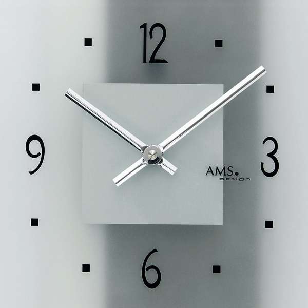 AMS 9442 Wanduhr Quarz analog modern mit Glas und Kunstleder