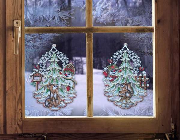 Winterfensterbilder mit Schneemann