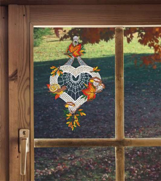 Fensterbild Herbstgeflüster am Fenster dekoriert