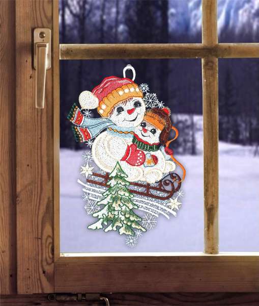 Fensterbild mit Schneemann Dekobeispiel