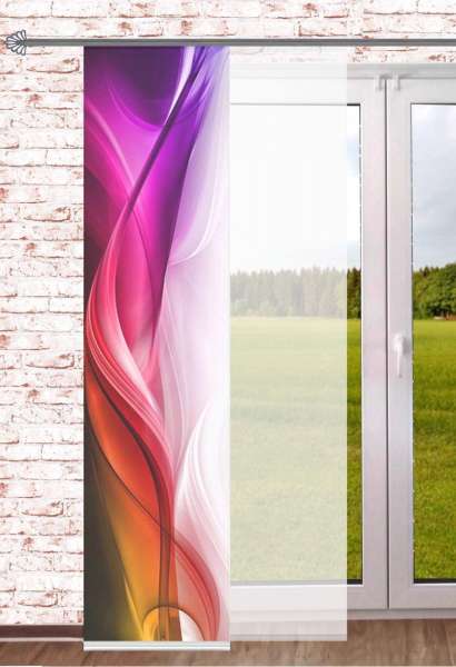 Flächengardine Mystery Multiocolor kombiniert mit transparenter Fläche