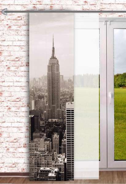 Flächengardine New York sepia kombiniert mit transparenter Fläche