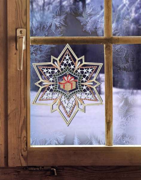 Fensterbild erzgebirgische Holzkunst Stern