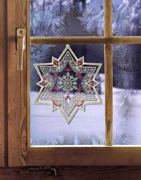 Fensterbild Holz Schneekristall Stern