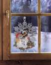 Fensterbild SCHNEEMANNPÄRCHEN inkl. Saughaken Plauener Spitze Winterdeko