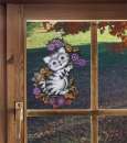 Fensterbild Katze mit Brombeeren aus Plauener Spitze
