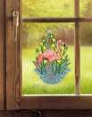 Fensterbild Flamingo aus Plauener Spitze